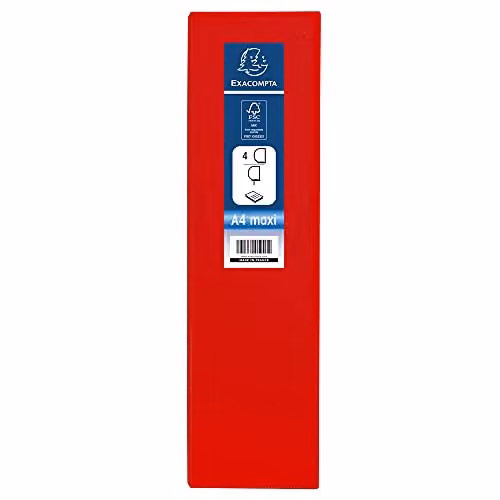 Exacompta Red A4 Rigid Ring Binder with 4 Rings and 3 Pockets – 3