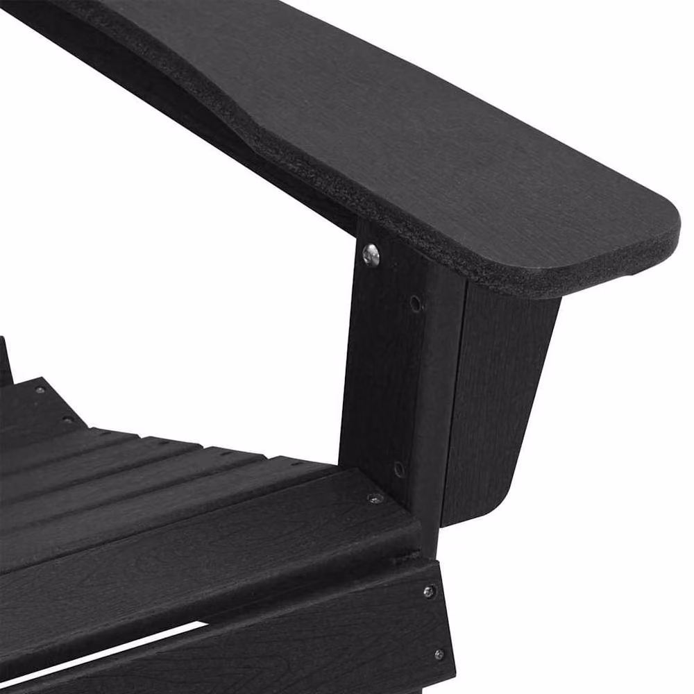 Berkfield Home Traditional Adirondack Chair with Footrest, Black HDPE – 7