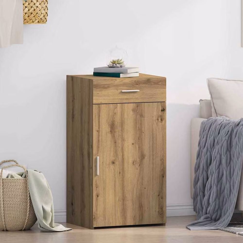 Berkfield Home Artisan Oak Sideboard in Brown, W/D/H: 93 x 42 x 30 cm – 2