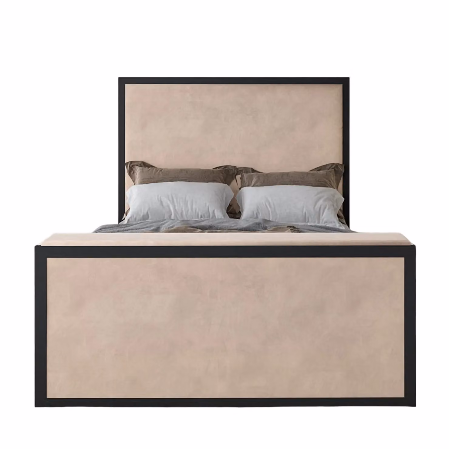 HOB Furniture Washington Metal TV Bed in Mink Light Brown Velvet, King Size (W: 180 cm, D: 200 cm) – 4