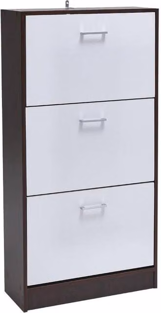 ERGOVEXA Modern 3 Drawer Slim Shoe Cabinet in White and Multicolour – 1