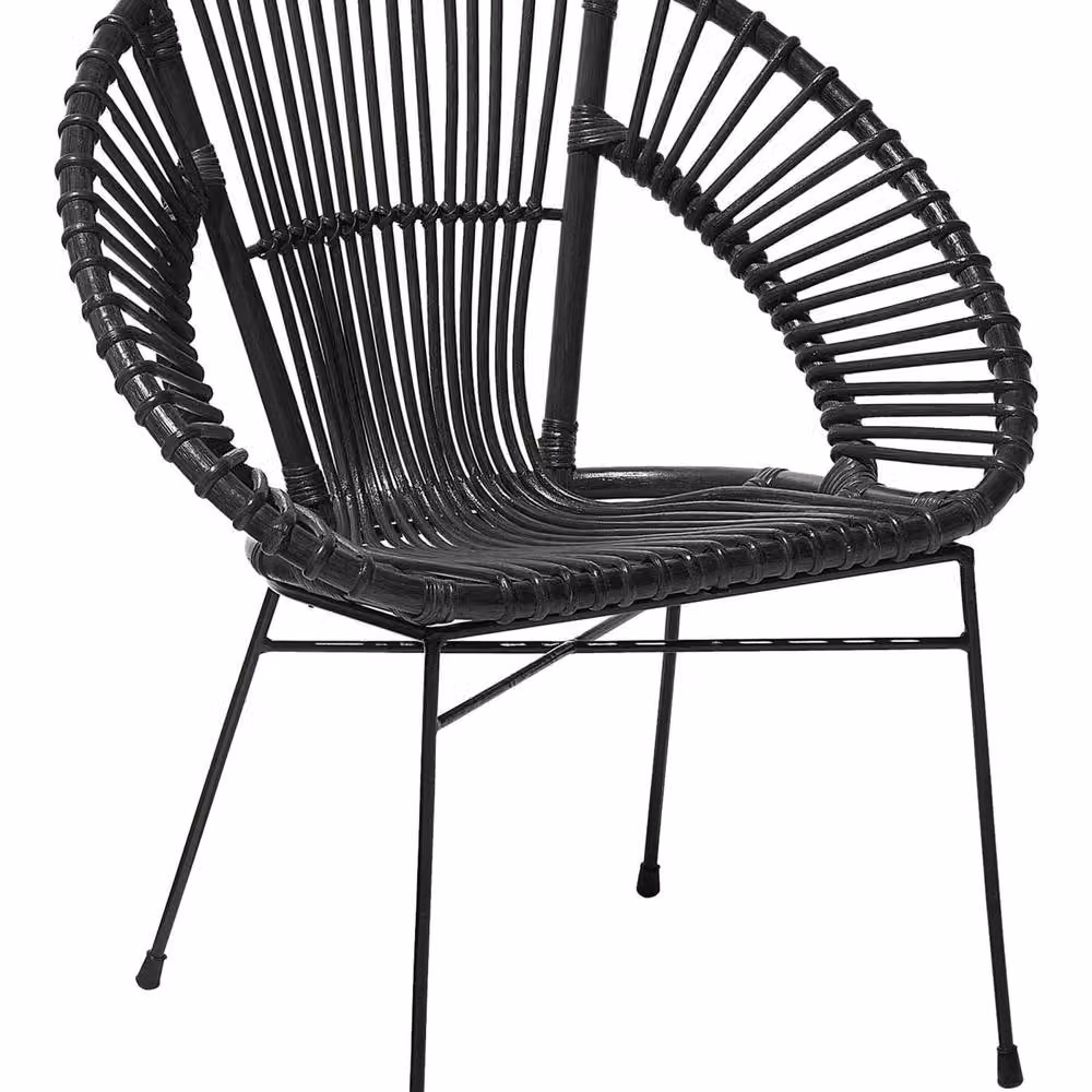 Wyld and Coco Acapulco Rattan Armchair in Black with Metal Legs – 2