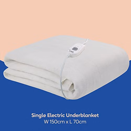 Russell Hobbs White Single Fitted Electric Heated Underblanket with 3 Heat Settings, W/D/H: 70 x 150 cm – 2