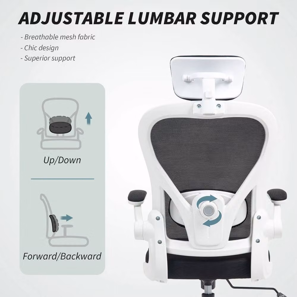 EONLION Ergonomic Mesh Office Chair with Headrest and Armrests in Black – 3