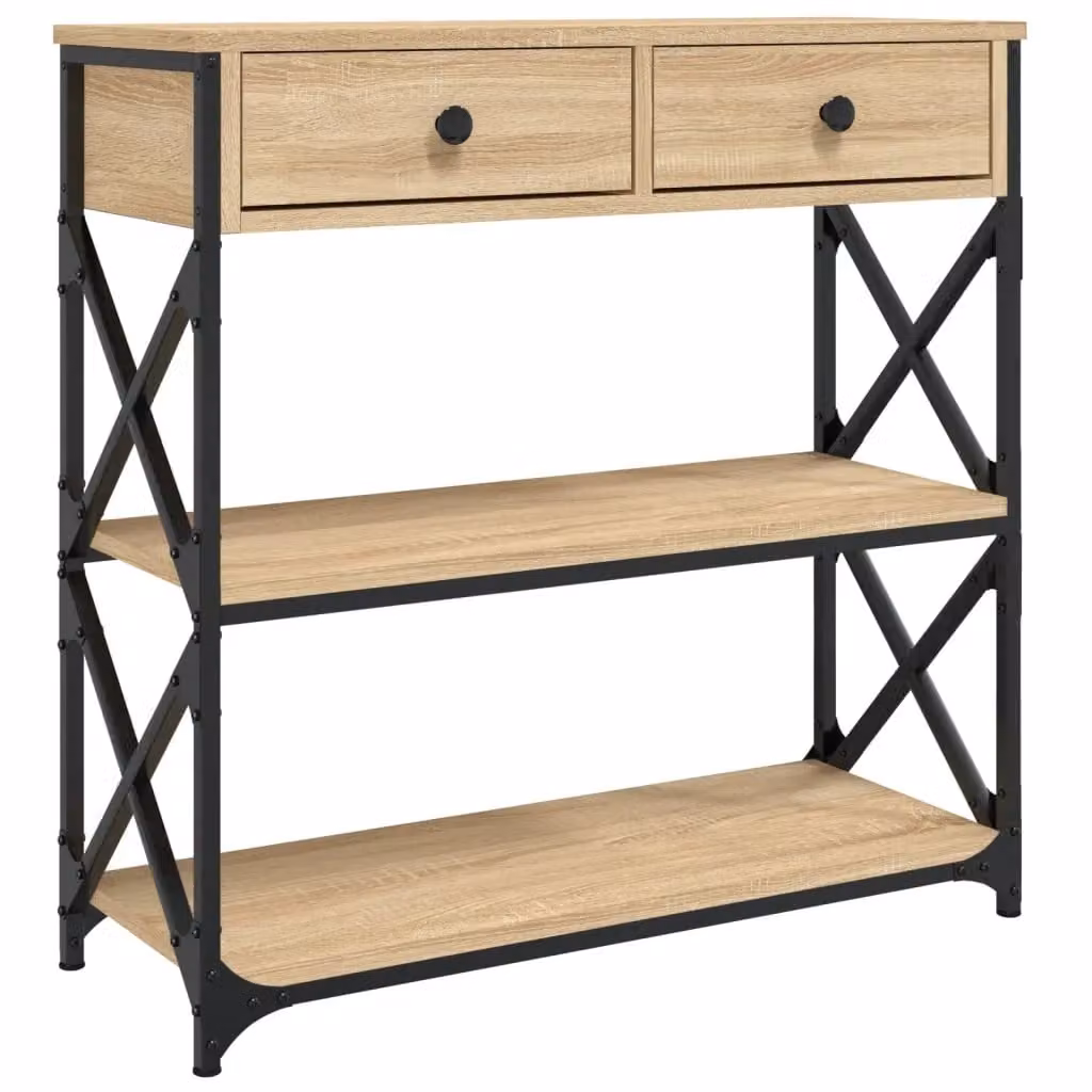 Berkfield Home Sonoma Oak Console Table in Brown, W/D/H: 75 x 28 x 75 cm – 2