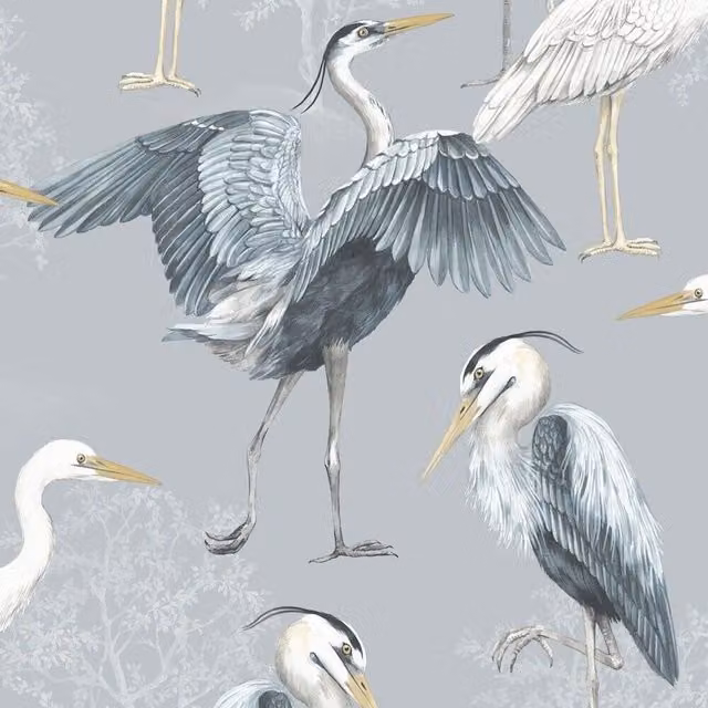 Rasch The Design Library Heron Crane Nature Mural Wallpaper in Blue