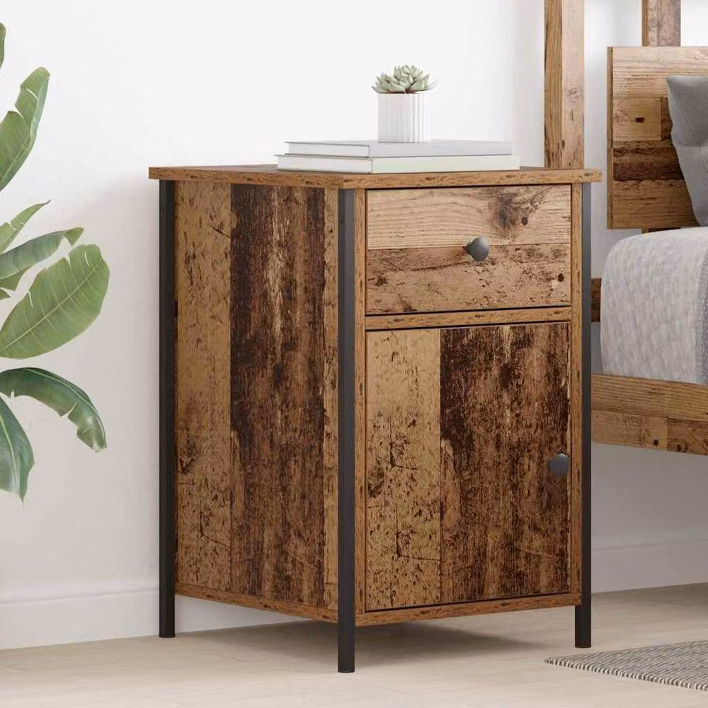Berkfield Home Bedside Cabinet in Brown Old Wood, W/D/H: 40 x 42 x 60 cm – 1