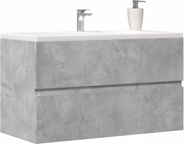 Berkfield Home Modern Wall Mounted Bathroom Hanging Cabinet in Concrete Grey, W/D/H: 80 x 38.5 x 45 cm