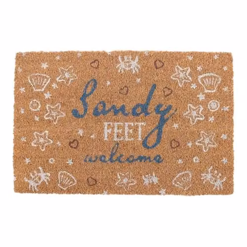 Something Different Wholesale Nautical Sandy Feet Coir Doormat, Multicolour, W: 75 cm, D: 45 cm, H: 2 cm – 1