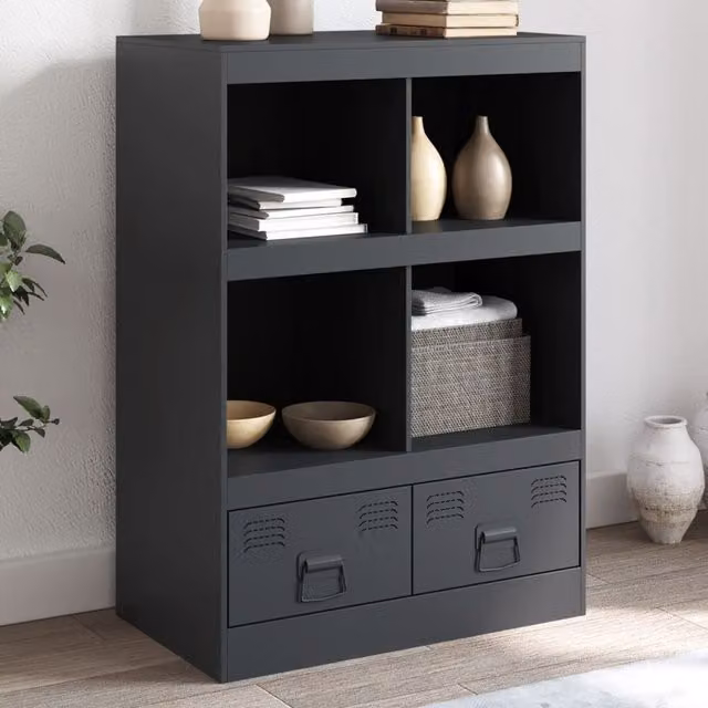 Berkfield Home Anthracite Steel Highboard, W: 67 cm, D: 39 cm, H: 95 cm – 1