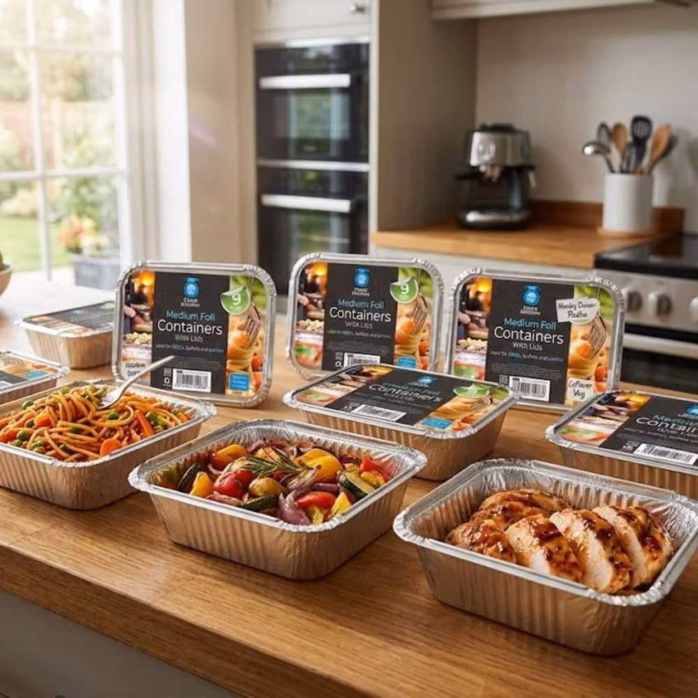Bedsland 3 Pack 9 Inch Square Aluminium Foil Containers with Lids, Silver – 2