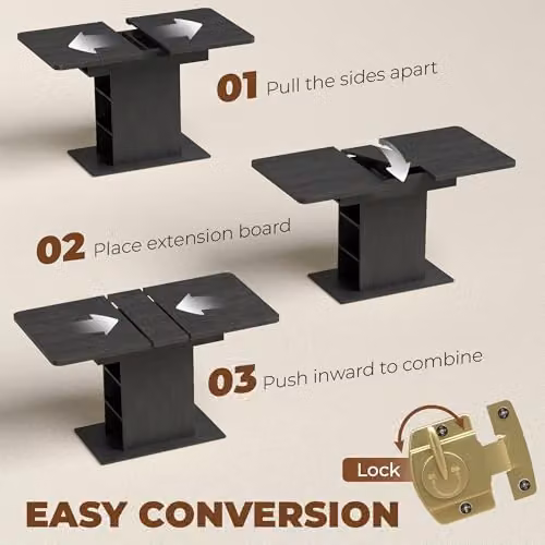 HOMCOM Extendable Rectangular Dining Table in Black, W/D/H: 110-130 x 70 x 75 cm – 5
