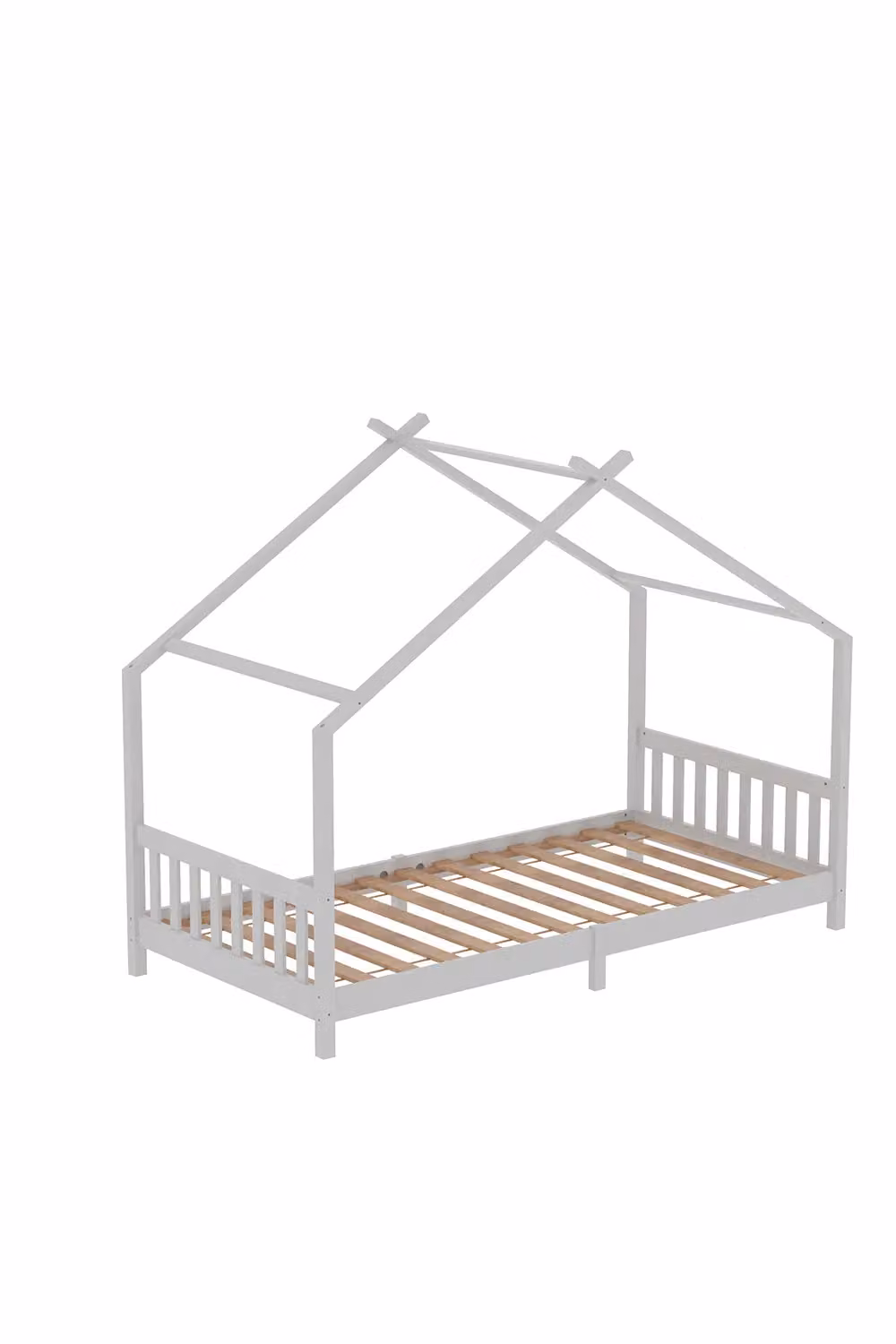 Living and Home White Pine Wood House Bed Frame for Children, 90 x 190 cm – 2
