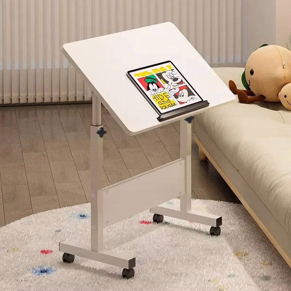 EONLION Adjustable Folding Computer Desk in White with Tilting Top and Castors, W: 100 cm – 3