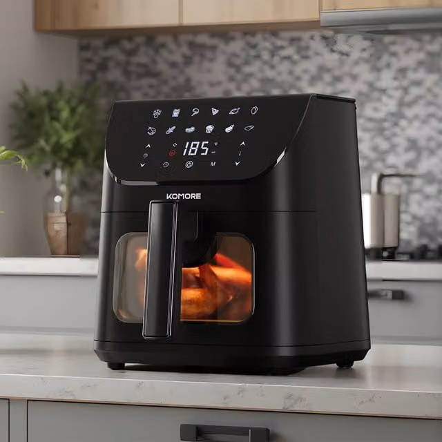 Livingandhome 8L Multi Functional Hot Air Fryer with Glass Bowl and Overheat Protection, Black