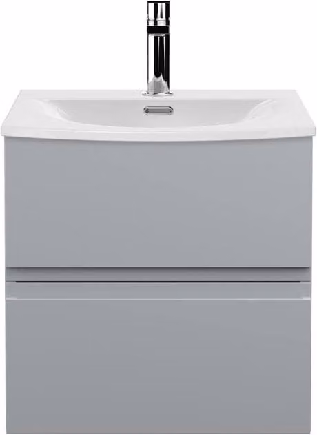 Balterley Mavesyn 2 Drawer Wall Hung Vanity Basin Unit in Matt Satin Grey, Width: 50 cm