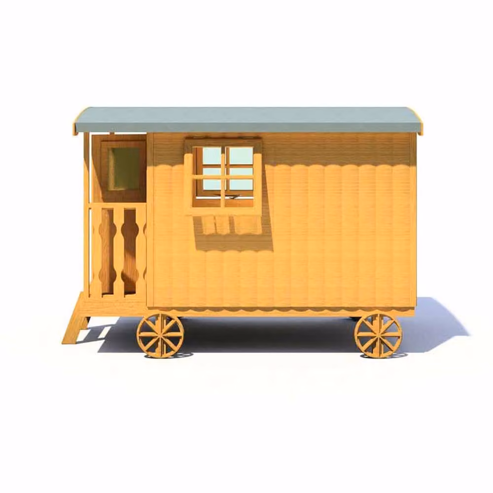 Shires Caboose Little House Wooden Childrens Playhouse in Light Brown, W: 228.6 cm, D: 146 cm, H: 170 cm – 2