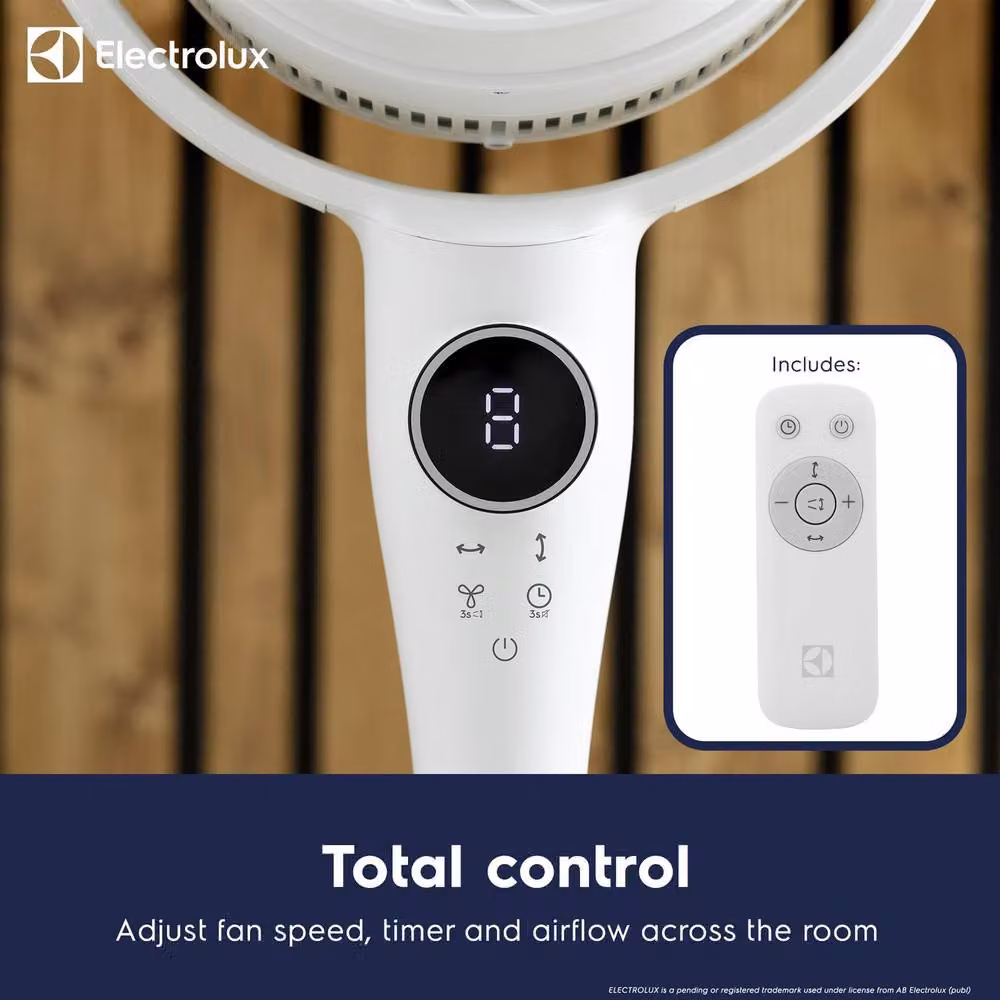 Electrolux FlowAir Pedestal Air Circulator Fan in White with Remote Control, Timer and Oscillation – 4