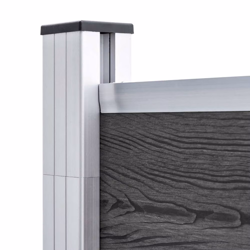 Berkfield Home Durable WPC Fence Panel Set, Black, W: 353 cm, H: 186 cm – 3