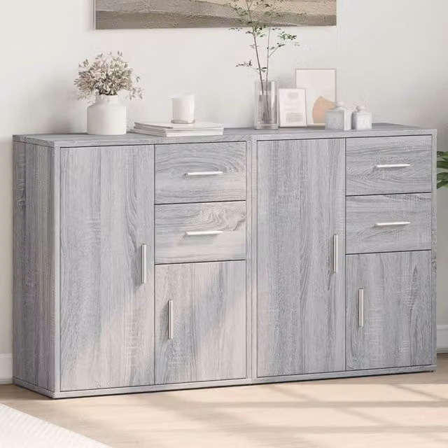 Berkfield Home Set of 2 Modern Grey Sonoma Sideboards, W/D/H: 60 x 31 x 70 cm – 1