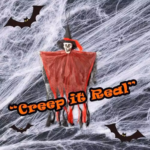 VFM e-Store Hanging Skeleton Halloween Decoration with Light Up Eyes in Red – 5