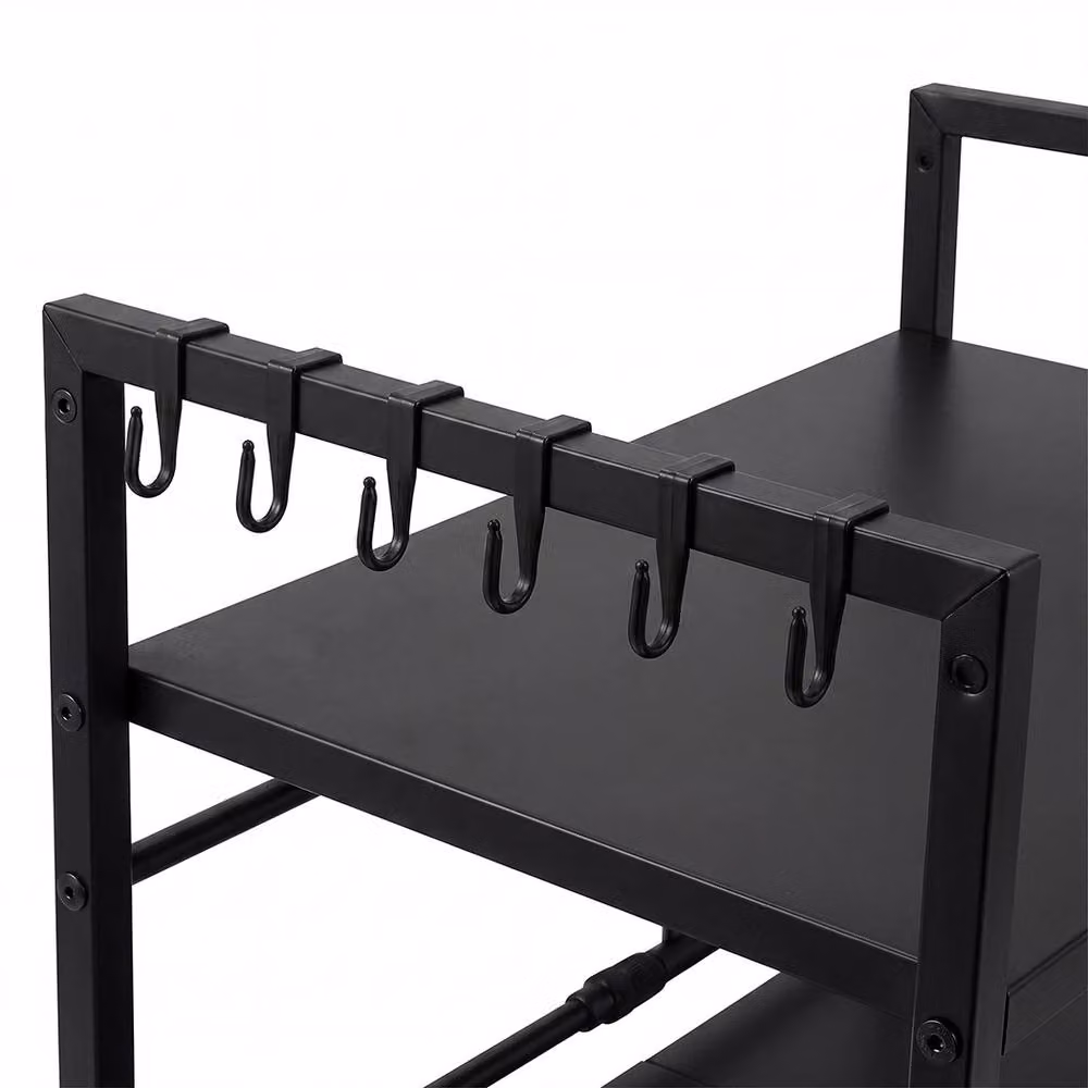 Toque 3 Tier Expandable Microwave Oven Rack Stand Kitchen Storage Shelf, Black, W: 77.0 cm, D: 38.5 cm, H: 36.0 cm – 3
