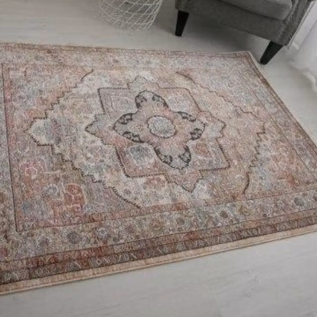 The Rug Shop UK Rose Abstract Machine Woven Area Rug, Pink and Multicolour, W: 200 cm, D: 290 cm