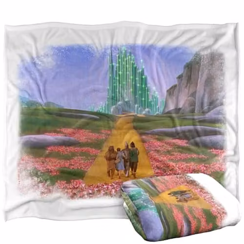 Warner Bros. The Wizard Of Oz We're Off To See The Wizard Super Soft Silky Touch Fleece Throw Blanket, Multicolour, W: 152 cm, D: 127 cm