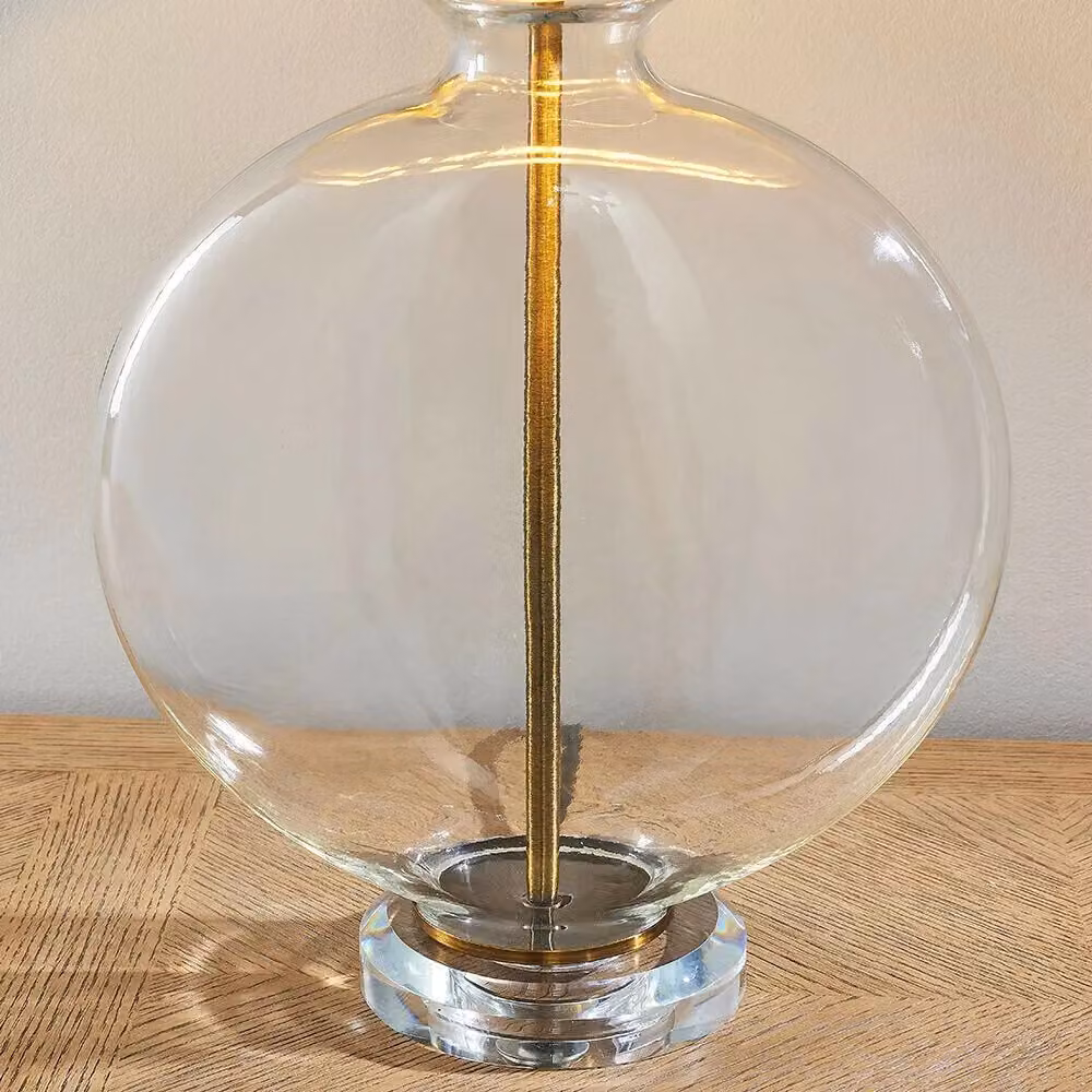 Loops Round Feature Table Lamp with Clear Glass and Antique Brass Finish – 3