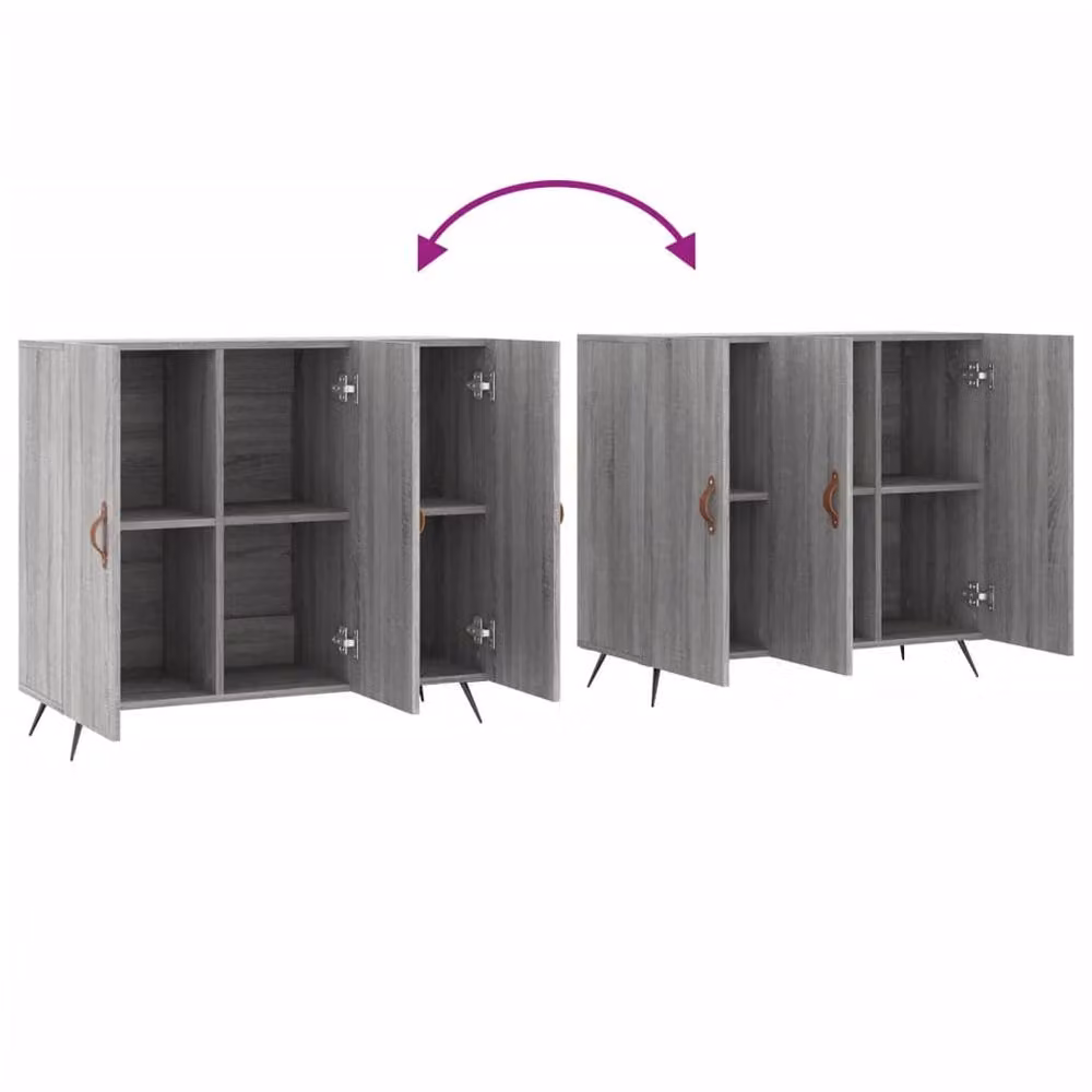Berkfield Home Grey Sonoma Sideboard in Engineered Wood W/D/H: 90 x 34 x 80 cm – 3
