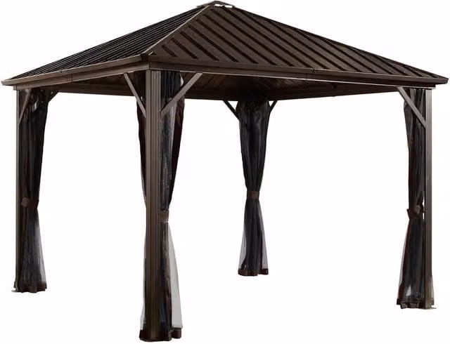 Sojag Brown Aluminium Hip Gazebo with Windows, W/D/H: 300 x 300 x 275 cm – 1