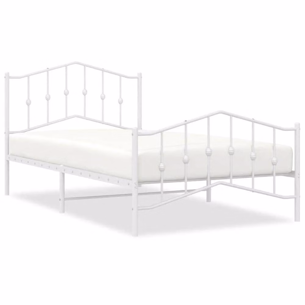 Berkfield Home Metal Bed Frame with Headboard and Footboard in White, W/D/H: 100 x 200 cm – 2