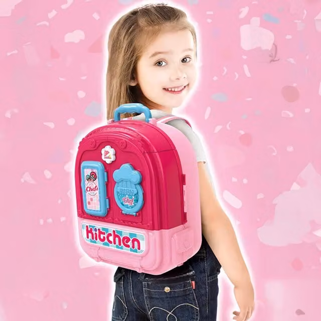 DeAO 3-in-1 Pink Portable Dollhouse Play Set with Accessories