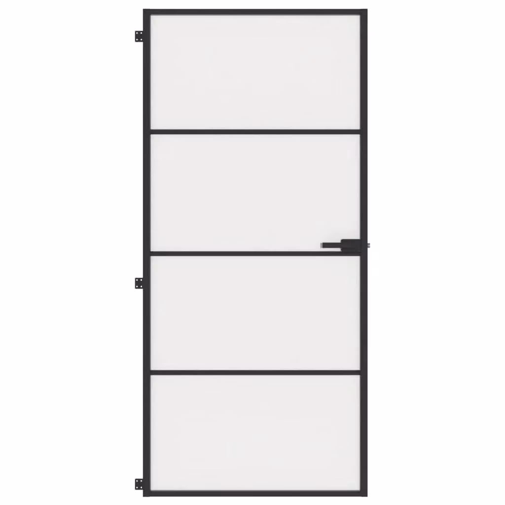 Berkfield Modern Slim Interior Door in Black with Tempered Glass and Aluminium, W: 93 cm, H: 201.5 cm – 2