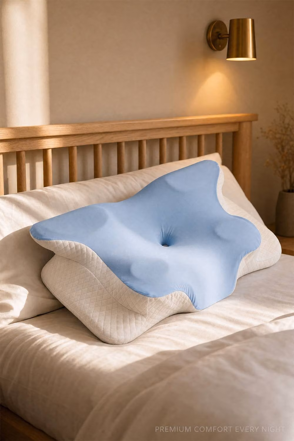 Living and Home Soft Memory Foam Pillow with Removable Breathable Cover in Blue – 2