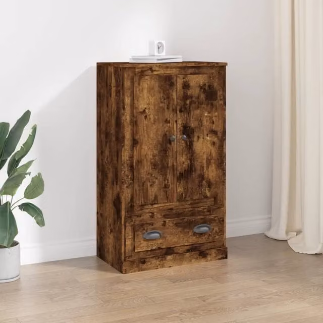 Berkfield Home Smoked Oak Highboard in Brown, W/D/H: 60 x 35.5 x 103.5 cm