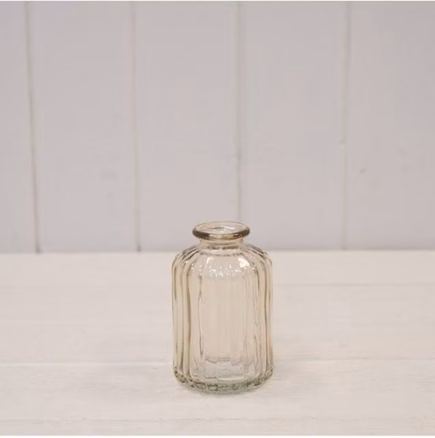 KDMD Smokey Brown Ribbed Glass Vintage Bottle