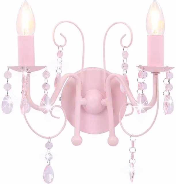Berkfield Home Pink Bead Wall Lamp with 2 x E14 Bulbs