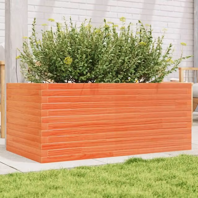 Berkfield Home Garden Planter in Brown Solid Wood, W/D/H: 110 x 60 x 45.5 cm – 1