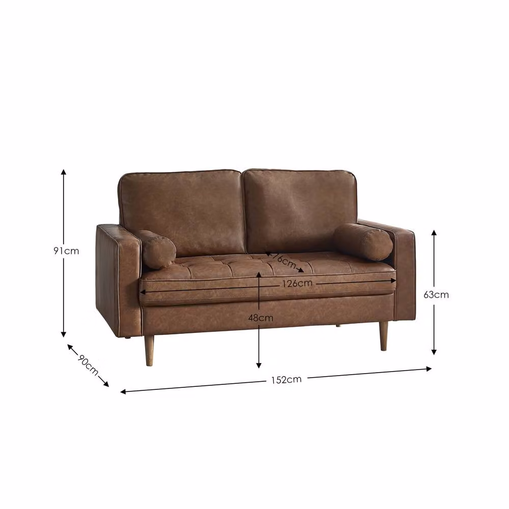 Cheshire Henley 2 Seater Sofa in Brown Synthetic Leather – 3