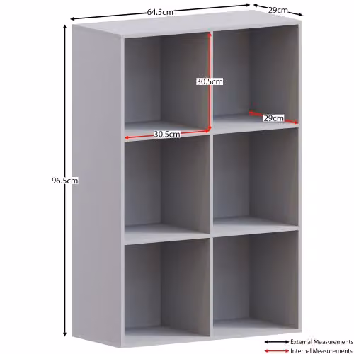 Vida Designs Durham 6 Cube Storage Organiser with 3 Grey Baskets, Grey, W/D/H: 96.5 x 29.0 x 64.5 cm – 2