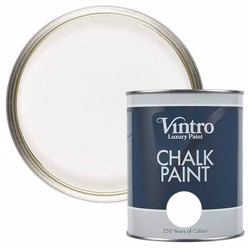 Vintro White Chalk Furniture Paint in Crystal with Ultra Matt Finish, 1 Litre – 1