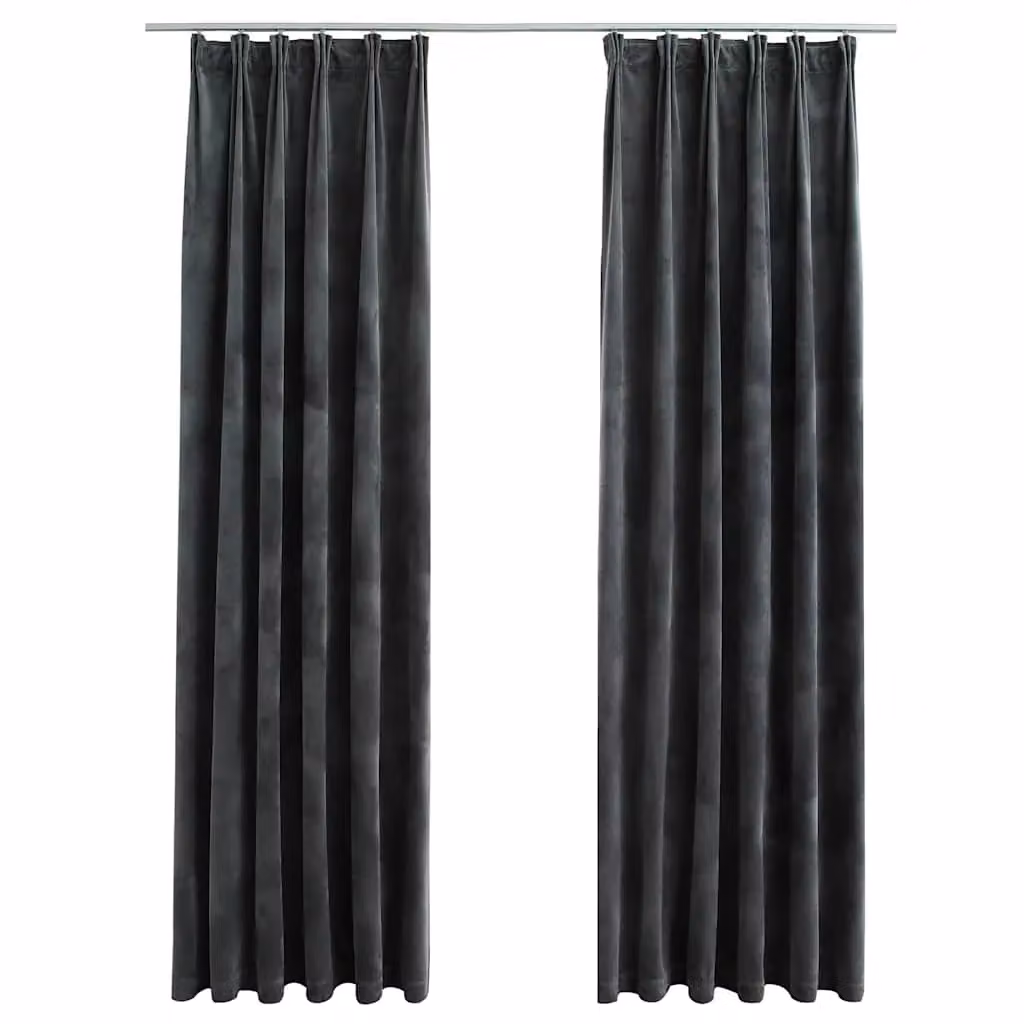 Berkfield Home Blackout Velvet Curtains, 2 Pack, Anthracite, W: 140 cm, H: 245 cm – 2