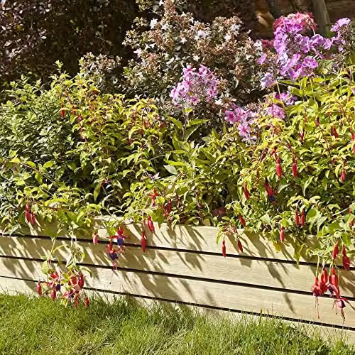 Rowlinsons Ledbury Slat Raised Bed Border Edging, Natural Wood, Pack of 2, W: 40 cm, L: 120 cm, H: 20 cm
