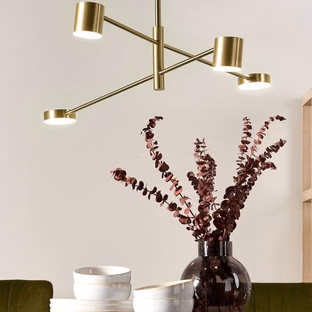 Wyld and Coco Gold Metal Four-Light Industrial Pendant Lamp – 1