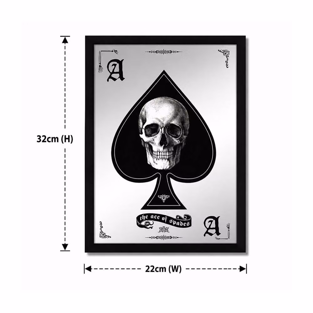 CrazyGadget Ace of Spades Decorative Mirrored Wall Hanging in Silver, Black and Multicolour – 3