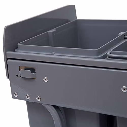HOMCOM 40L Pull-Out Kitchen Waste Bin with Soft Close and Sensor, 3 Compartments, Grey – 7