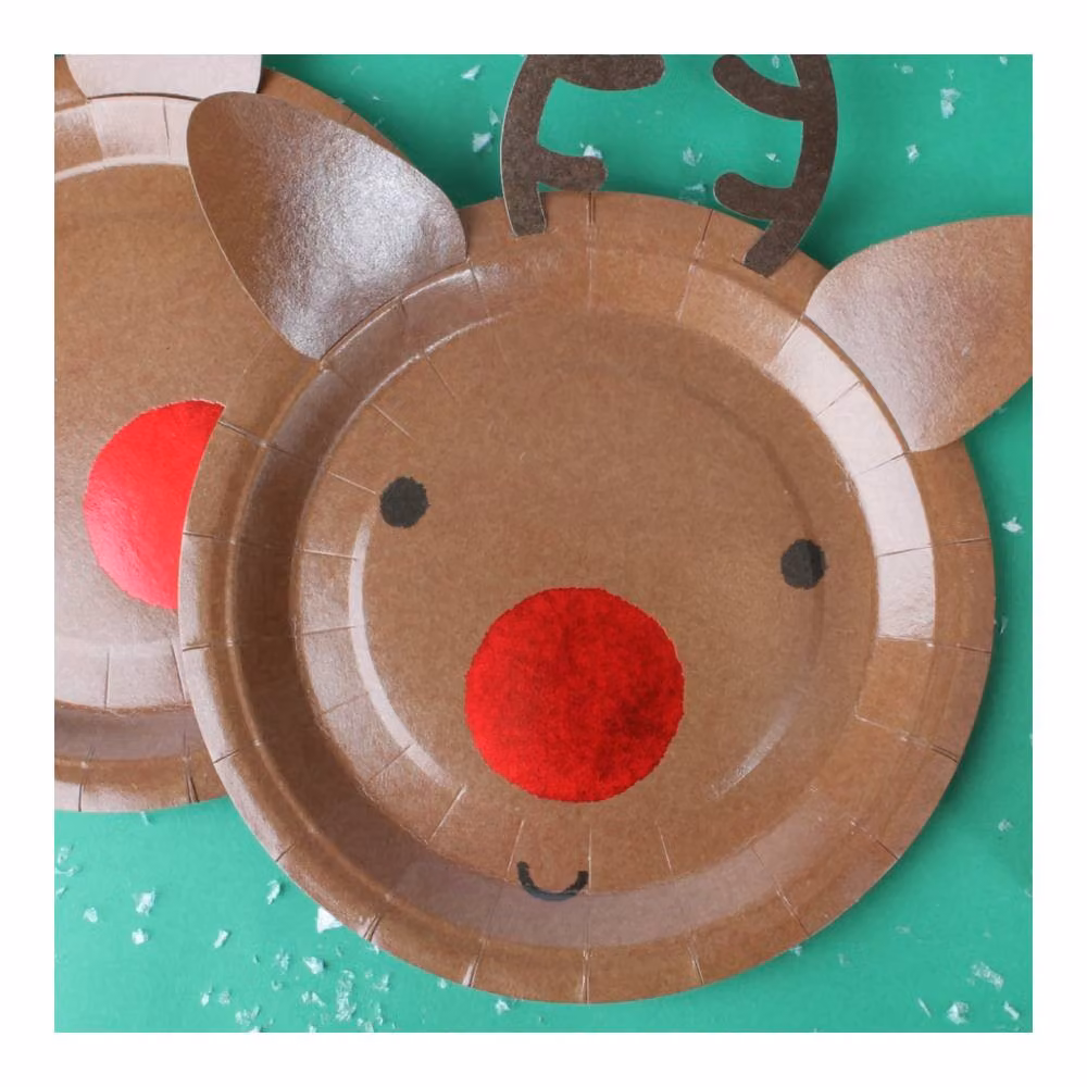 ILFD Group Ltd Pack of 10 Multicolour Christmas Reindeer Paper Plates, Diameter: 22.86 cm – 2