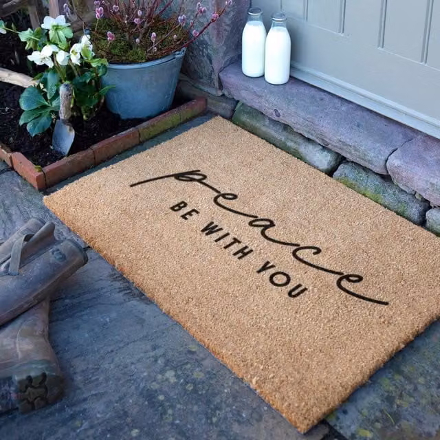 Artsy Mats Peace Be With You Doormat in Brown, W/D: 90 x 60 cm – 1