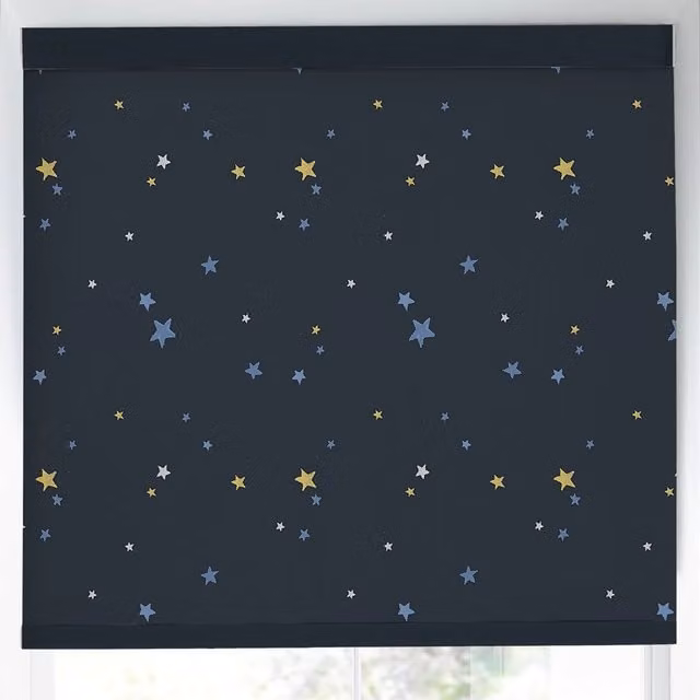 Laura Ashley Painterly Stars Made to Measure Blackout Roller Blind in Midnight Blue